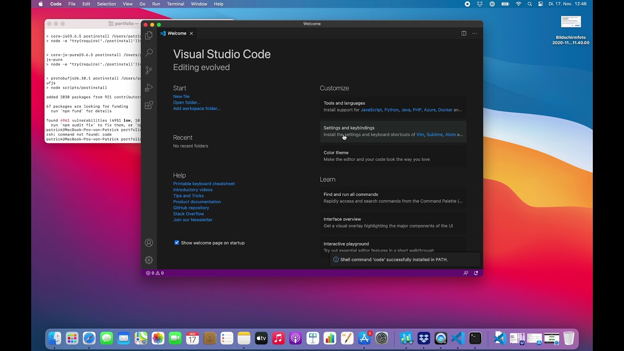 what is in visual studio code for mac